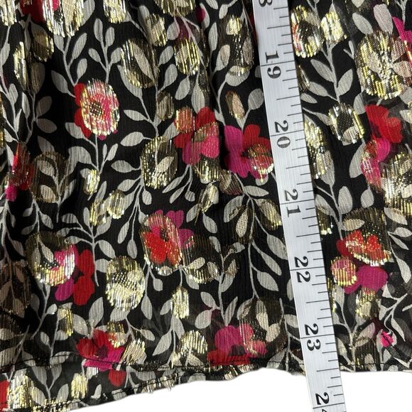 Kate Spade Floral Park Clip Dot Top Medium Metallic Ruffle Silk Romantic Red New - Picture 5 of 7